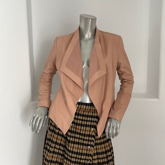 G.I.L.I  Cropped Open Front Leather Jacket Pink Size 4 - Picture 1 of 14